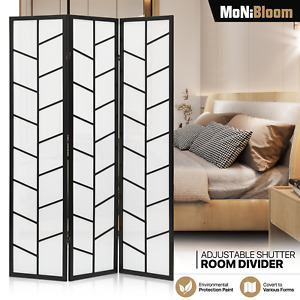 3 Panel Wooden Foldable Shoji Room Divider Home Partition Privacy Fabric Screens