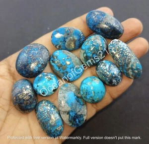 100 Carat Natural Turquoise With Pyrite Cabochon Lot, 3-5 Piece, Loose Gemstone - Picture 1 of 10