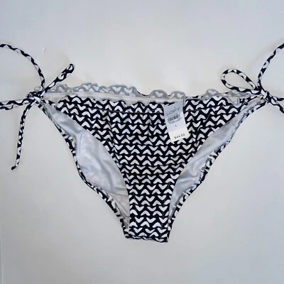 Parte inferior de bikini Ann Taylor Loft nueva con etiquetas playa estampado negro blanco talla grande corbata lateral Foto 1 de 4