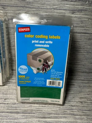 Staples Color Coding Circular Labels Print or Write Removable Dark Green 3/4" - Image 1 of 2