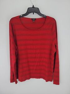 Talbots Sweater Womens Plus 1X Red Stripe Scoop Neck Lightweight Pullover