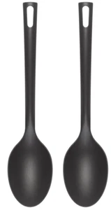 2x Chef Aid Nylon Solid Spoon Non-Stick Cooking Baking Kitchen Utensil - Black - Picture 1 of 2