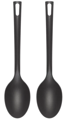2x Chef Aid Nylon Solid Spoon Non-Stick Cooking Baking Kitchen Utensil - Black - Image 1 of 2