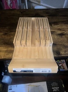 Utoplike In-Drawer Bamboo knife block Drawer Organizer and Holder,fit for 12 - Picture 1 of 2