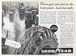 Good Year "The First Silent, Non-Rutsch" Reifen, Original Reifenwerbung von 1933: 660-62 - Bild 1 von 1