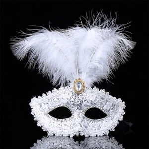 Party Mask Women Masquerade Luxury Peacock Feathers Half Face Mask Cosplay - Picture 1 of 19