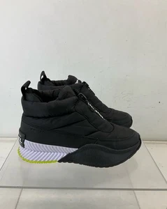 Sorel Black White Quilted Fabric Waterproof Wedge Boots 6 - Picture 1 of 8