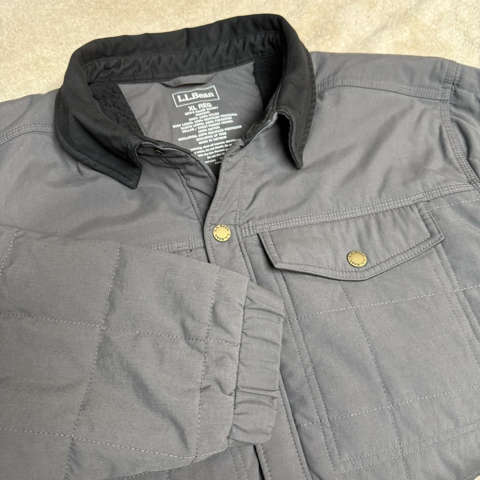 L.L. Bean Mens Insulated Utility Shirt Jacket XL Gray Primaloft Cordura 512667 - Image 1 of 4