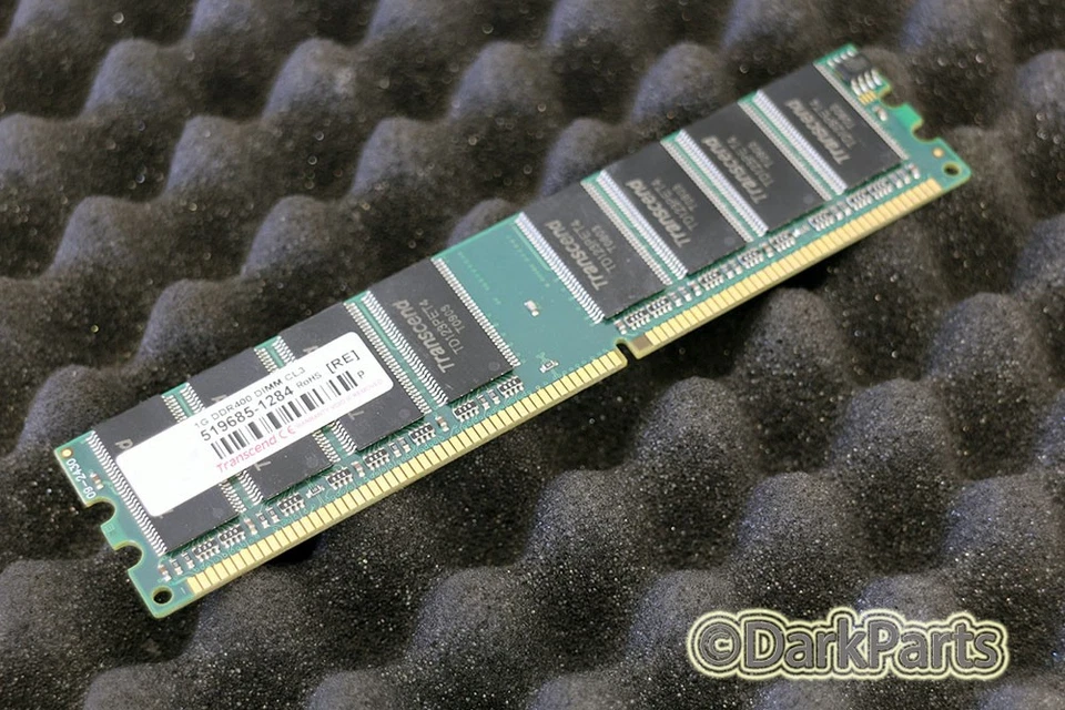 Transcend 519685 1G DDR400 DIMM CL3 1GB Memory RAM - Image 1 of 1