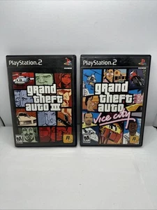 Grand Theft Auto GTA III & Vice City PS2 PlayStation 2 CIB Tested Free Shipping - Picture 1 of 8
