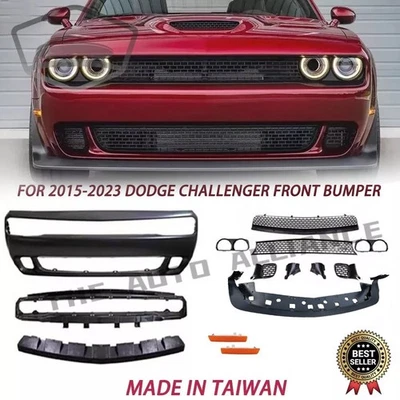 Kit de parachoques delantero apto para Dodge Challenger Hellcat 2015-2023 estilo con labio de rejilla Foto 1 de 4