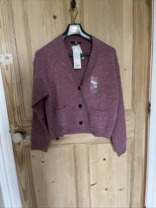 BNWT UNIQLO size MED -73 Purple - soft relaxed souffle cardigan Short Cardigan - Picture 1 of 7