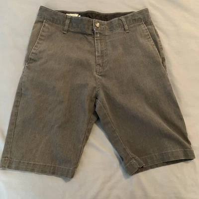 Volcom Shorts Mens 32 Gray Chino Walk Flat Front Casual Cotton Blend Logo - Image 1 of 4