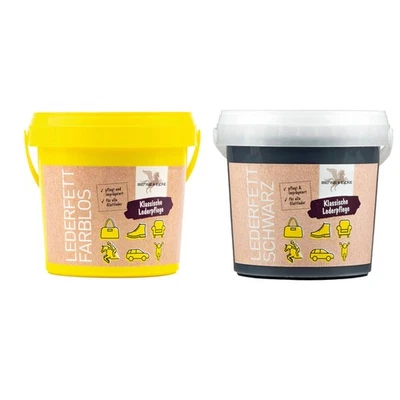 B & E Lederfett 2 x 500 ml - schwarz + farblos - Glattleder Pflege Lederpflege - Bild 1 von 3