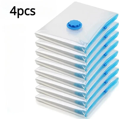 4pcs Thickened Vacuum Compression Bags – Transparent Quilt & Clothing Storage - Image 1 of 4