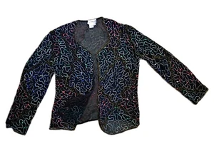 Chaqueta De Colección Años 90 JMD Nueva York Lentejuelas Vacaciones Noche Cóctel Talla Grande  - Imagen 1 de 8