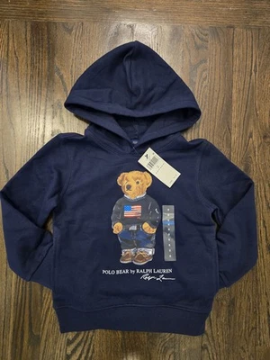 Polo Ralph Lauren Niños Polo Oso Polar Sudadera con Capucha Talla 5 Años Azul Marino Nuevo  Foto 1 de 4