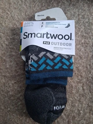 Smartwool Calcetines Mujer Pequeño S Pequeño Exterior Patrón Lana Merino Mini Phd Carbón Foto 1 de 4