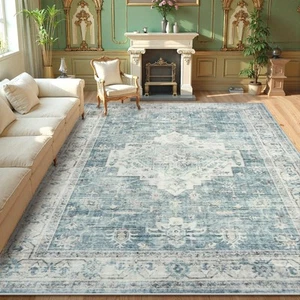 Washable Area Rug 9x12 Rugs for Living Room Bedroom, Non-Slip Boho Indoor Car... - Picture 1 of 9