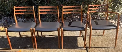 Juego de 6 sillas de comedor vintage Niels Otto Møller 78 y 62 de teca maciza Foto 1 de 4