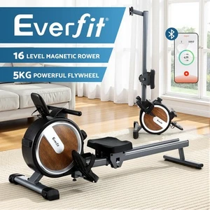 Everfit 16 Level Magnetic Rowing Machine for Home with App Connect Walnut - Picture 1 of 8
