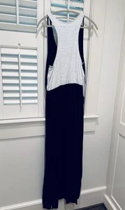 Splendid Maxi Dress Black Racerback Gray XL Stretch Knit Women NEW - Picture 1 of 12