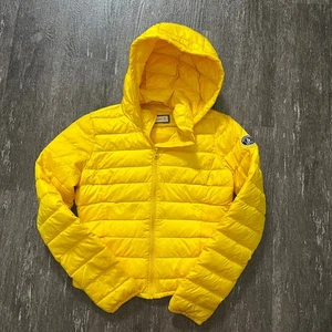 Y2K Abercrombie Fitch gelbe gefütterte Jacke Kapuze leicht gesteppt Freizeit - Bild 1 von 4