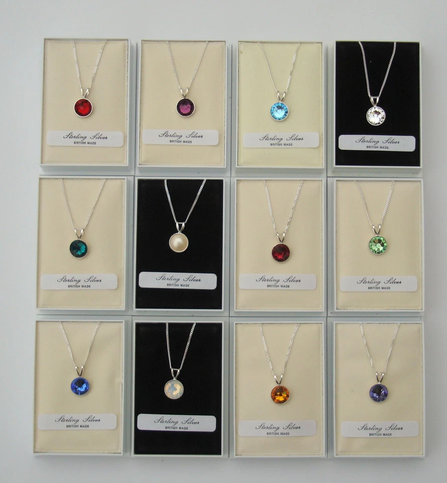 STERLING 925 ARGENTO SWAROVSKI ELEMENTS CRISTALLO PIETRA ZODIACALE CIONDOLO & - Immagine 1 di 1