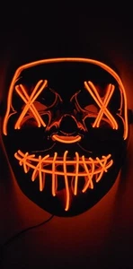 Led Glow Mask 3 Mode Lighting Halloween Cosplay Rave Club Party Purge - Picture 1 of 6