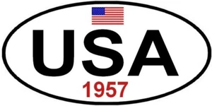 sticker USA +1957 véhicule collection FORD CHEVROLET PLYMOUTH MERCURY OLDSMOBILE - Imagen 1 de 2