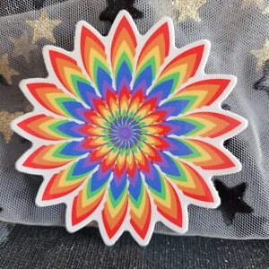 RNBW008 - Pointed Flower Rainbow Shaped Pride Sticker | LGBTQ | Diversity Queer - Picture 1 of 8