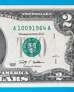 October 9, 1964 / 10 September 1964 : A 10091964 A BIRTHDAY $2 Two Dollar Bill - Picture 1 of 3