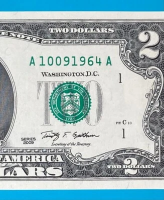 October 9, 1964 / 10 September 1964 : A 10091964 A BIRTHDAY $2 Two Dollar Bill - Image 1 of 3