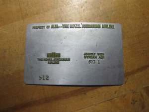 ROYAL JORDANIAN AIRLINE UNTER ANDEREM TICKET VALIDATION PLATE REISEBÜRO EIGENTUM VON - Bild 1 von 4