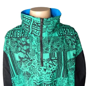 vtg 90s Reebok Greg Norman Collection Windbreaker Jacket all over print golf L - Picture 1 of 10