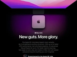 Apple Mac mini (256GB SSD, M1, 8GB) 8-Core CPU8-Core GPU 2020 5 Jahre Garantie - Bild 1 von 5