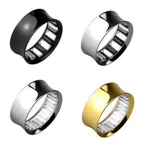 Tunnel Ohr Plug Flesh Piercing Tube Screw Zirkonia Stöpsel Edelstahl PSDF42 - Picture 1 of 5
