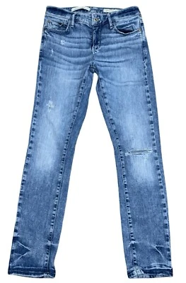 Pantalones de mezclilla Pilcro Anthropologie ajustados Boyfriend 26 tiro bajo rectos azules desgastados Foto 1 de 4