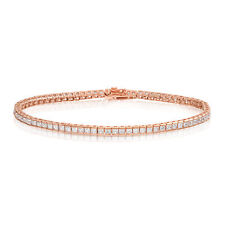 Cubic Zirconia Tennis Bracelet Rose Gold Plated  2x2mm Square White CZ