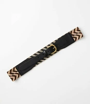 Cinturón Ann Taylor Loft Mujer Mediano Ikat Cintura Elástica Negro Multi 2" x 39" NUEVO Foto 1 de 4