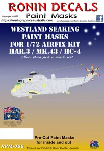 1/72 Ronin Decals Westland Seaking Paint Masks for Airfix Kits 2000 on - Picture 1 of 3