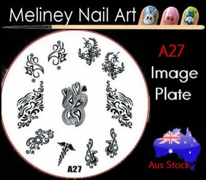 A27 Stamping Nail Art Image Plate Design Round XL Stencil metal - Picture 1 of 1