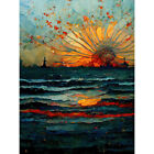 Seascape Sunset Port City Waves Horizon Canvas Poster Print Picture Wall Art