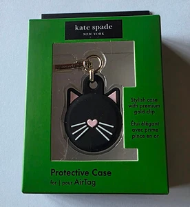 NEW Kate Spade NY Apple Airtag Protective Keychain Case in Retail Pkg -BLACK CAT - Picture 1 of 8