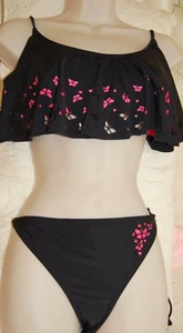 NWT JUNIOR JOE BOXER SET Swimwear 2 pc Hot Pink/Black with butterflies Size XL - Picture 1 of 9