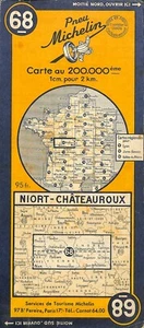 CARTE ROUTIERE MICHELIN / BIBENDUM / NIORT-CHATEAUROUX N° 68 de 1953 - Picture 1 of 3