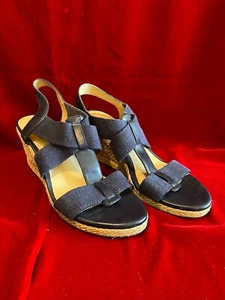 Lucky Brand blaue Keilabsatz-Sandalen elastischer Riemen Seil Sohle misst 10 Zoll keine Größenmarke - Bild 1 von 6