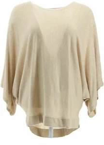 Laurie Felt Women's Cashmere Blend Knit Scoop-Neck Poncho, Cream Heather, XS - Picture 1 of 4