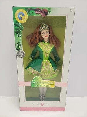 Muñeca Barbie Danza Irlandesa Mattel K7290 Etiqueta Rosa Festivales del Mundo 2006 Foto 1 de 4