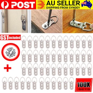 10/50/100x D-Ring Hanger Painting Picture Frame Triangle Hanging Hooks + Screw - Picture 1 of 12